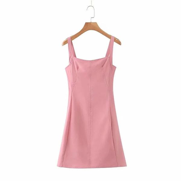 

casual dresses women chiffon pink slim short 2021 summer high waist sleeveless back zipper fashion girl sling mini dress, Black;gray