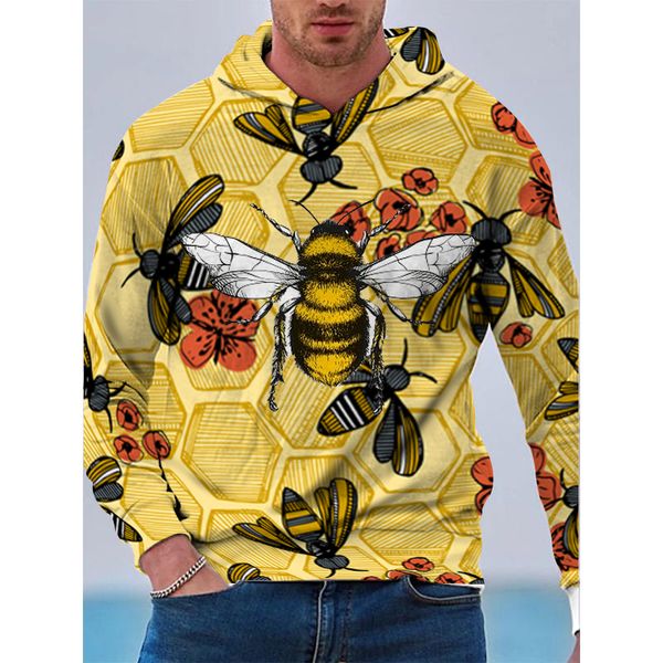 

little yellow flower pattern men s 3d printing hoodie visual impact party punk goth round neck american sweater hoodie, Black