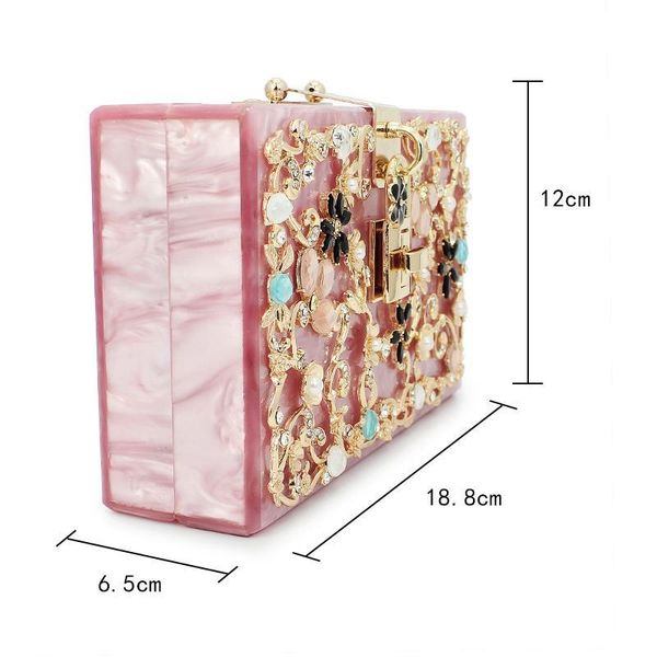 

evening bags luxury diamond carved hollow lock acrylic suede ladies party evening bag clutch hand shoulder flap purse(c164)1 1qqi
