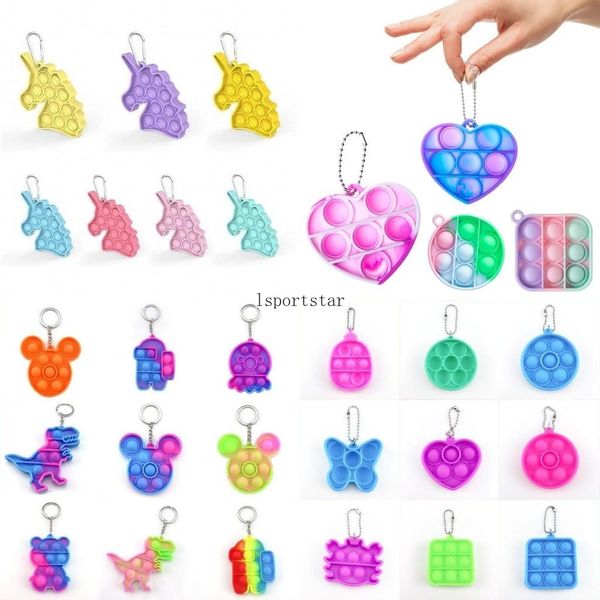 

dhl shipping fidget toys super full range mini push bubble keychain ring simple dimple toy anti-stress board autism educational toy