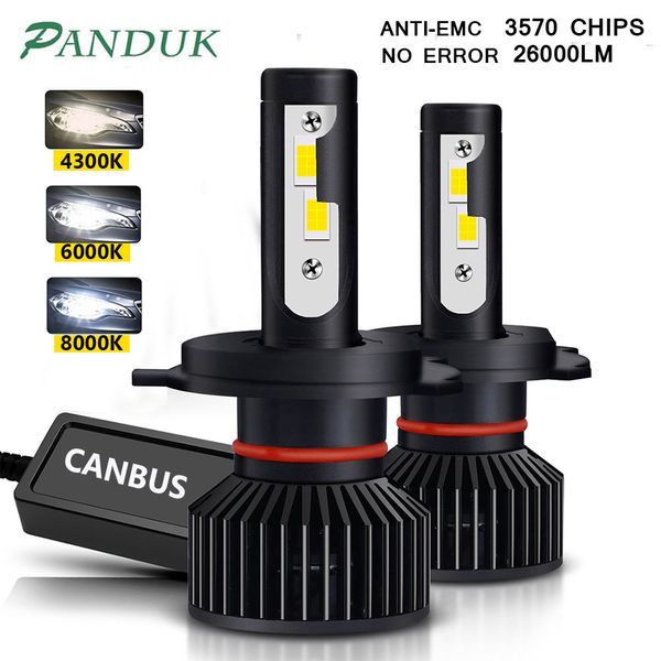 

panduk h7 26000lm 110w canbus headlight h1 h4 h8 h11 9005 9006 hb3 9004 h13 9012 led bulb turbo lamp for car 12v 6000k 8000k