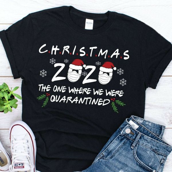 

christmas 2020 quarantined t-shirt, White;black