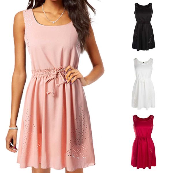 

summer chiffon dr's suspender hollow waist drawstring lace up skirt, Black;gray