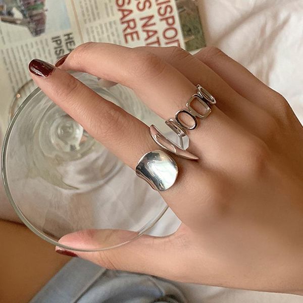 

wedding rings minimalist aesthetic width for women fashion hollow geometric handmade adjustable party jewelry gift accessories wholesale, Slivery;golden