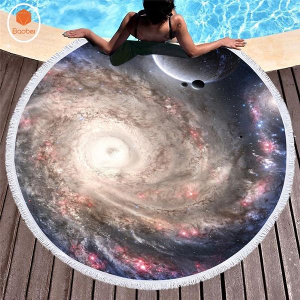 

towel starry sky microfiber soft round beach tassel yoga mat blanket printed serviette 150cm bath summer yj46