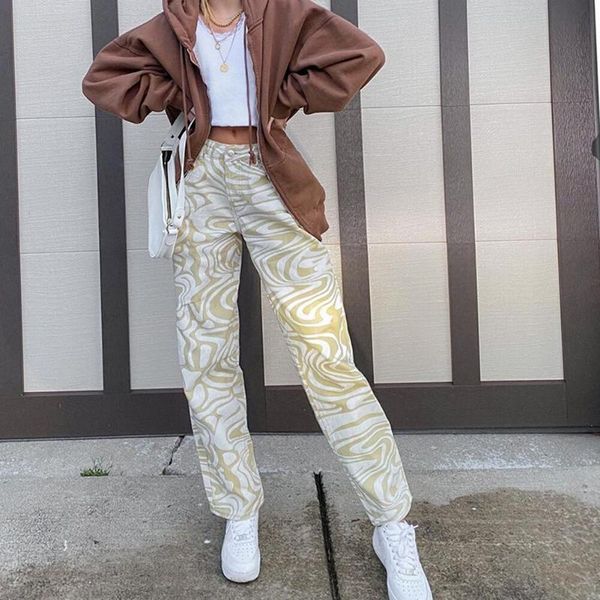 

women's pants & capris y2k vintage trousers for female woman clothes clothing urbane wide leg pant zebra pattern high waist, Black;white