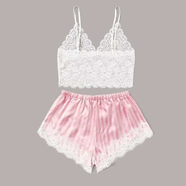 

chaoshang 2021 underwear lace split pajama set, Red;black