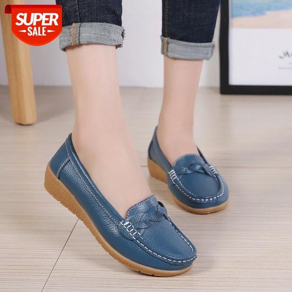 

35-42 large size women's shoes leather round toe casual comfortable single non-slip mother #my2u