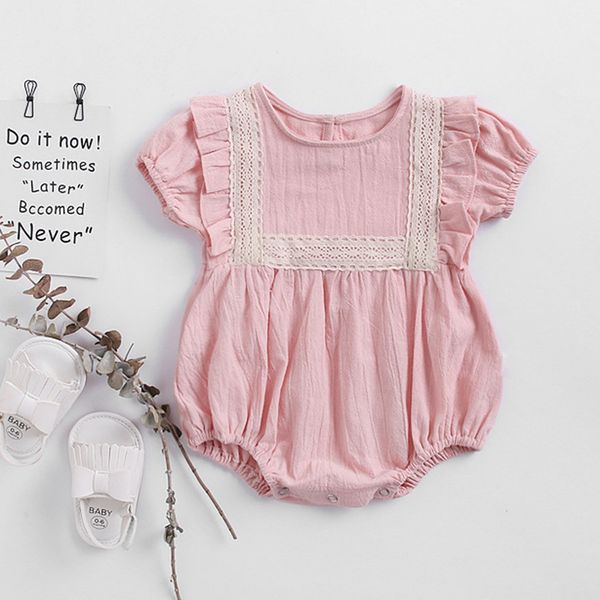 

2022 summer new girls lace baby cotton sleeveless jumpsuit 0-2 years old, Blue