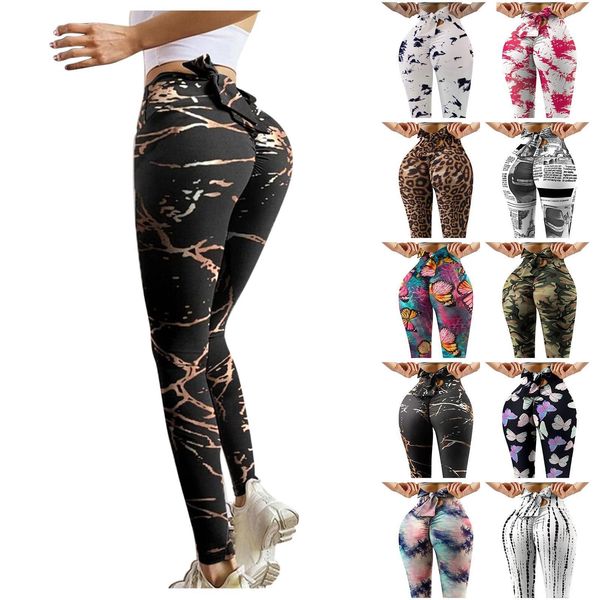 

bow seamless fantsy tie dye womens legging print high waist stretch casual strethcy fitness gym push up workout sweatpants 40, Black