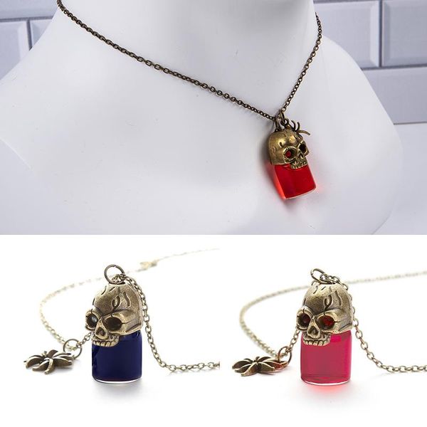 

pendant necklaces charms glass necklace for women couple character jewelry gift halloween prank gothic retro blood bottle, Silver
