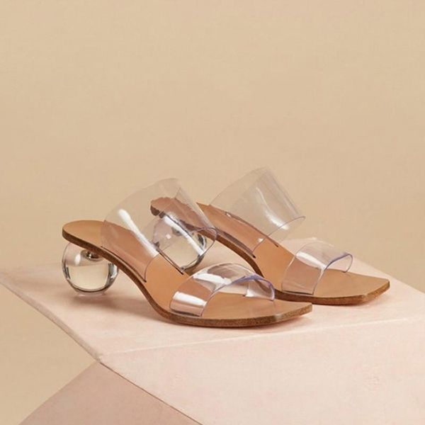 

slippers women slipper summer crystal clear heels beach transparent shoes pvc sandals open toe slides plus size 35-43, Black