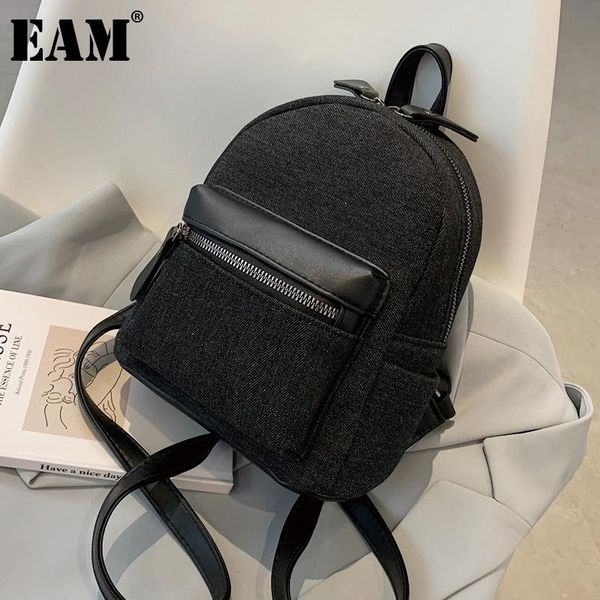 

[eam] women summer solid zipper small denim travel bag personality all-match female backpack fashion tide 2021 18a2661