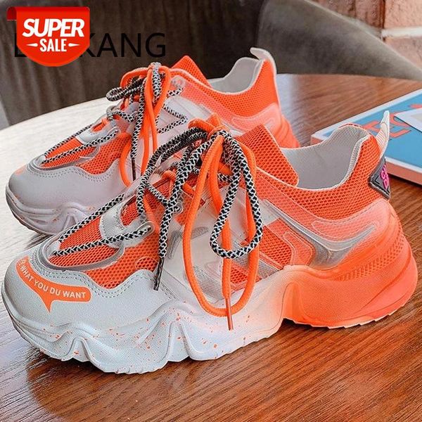 

sneakers fashion women shoes blue orange mesh casual woman trainers lace-up platform vulcanize #5s12