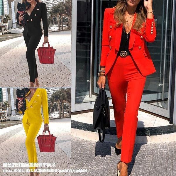 

women's suits & blazers ship pink red pants suit women business classic gold, White;black