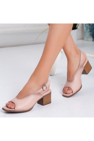 

sandals genuine leather high-heeled, Black