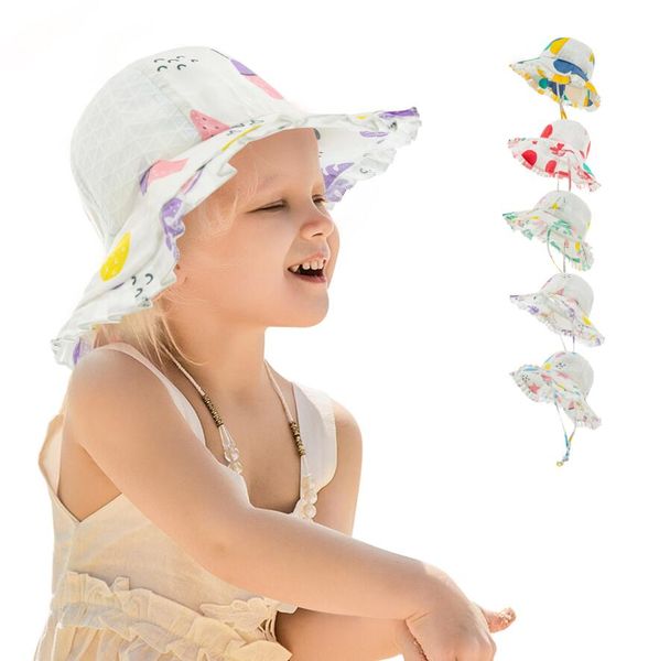 Menino meninas fisherman chapéu moda bonito flores impressão bebê caps primavera verão crianças versátil chapéus yl611