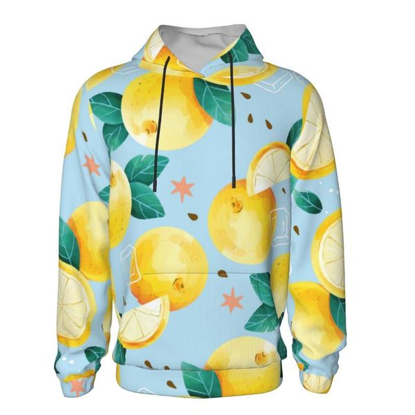 

men's hoodies & sweatshirts watercolor summer lemon autumn winter spring teenager casual sweatshirt boy's girl's long sleeve, Black
