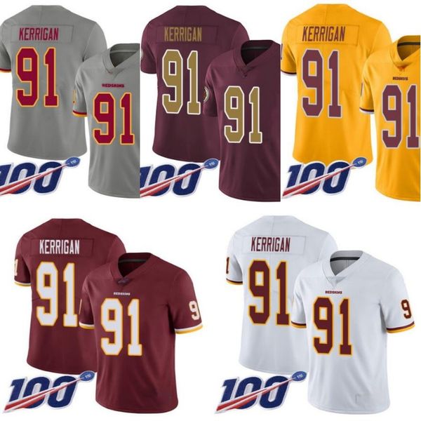 

washington redskins men #91 ryan kerrigan women youth 100th jersey, Black;red