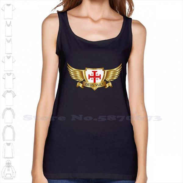 

deus vult black white sleeveless tank men women, White;black