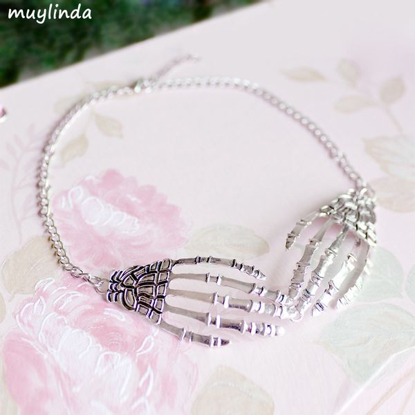 

factory wholesale skeleton palm choker necklace female hea/rtsch/rome