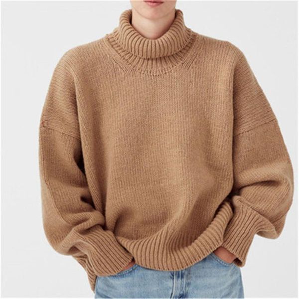 

women's sweaters winter lantern sleeve knitted sweater pullover women loose turtleneck solid female autumn casual jumper, White;black