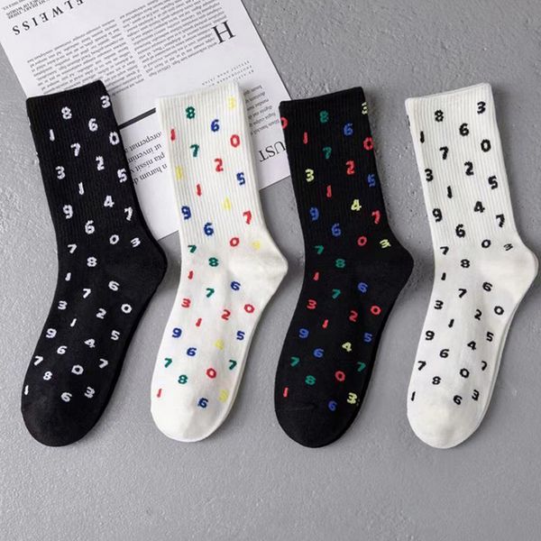 Nette Zahlen Drucken Socken Frauen Mädchen Casual Baumwolle Atmungsaktive Socke für Geschenk Party Mode Strumpfwaren Hohe Qualität