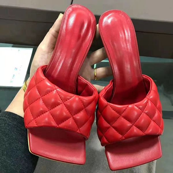 

high heels fashion mules slipper nappa weave style sandals embroidery beach shoes womens plus leather ladies slide slippers dress lattice, Black