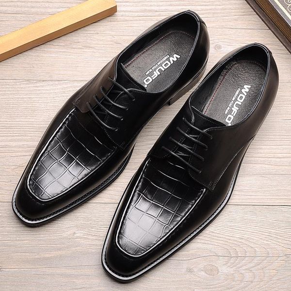 

dress shoes black mens genuine leather oxford shoe business retro gentleman carved wedding office brogue formal men high quality