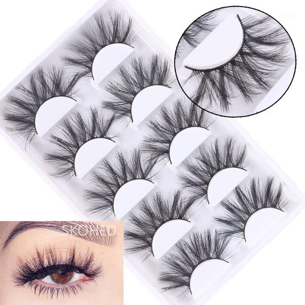 

faux mink hair false eyelashes fluffy wispy natural long lashes handmade 5 pairs1