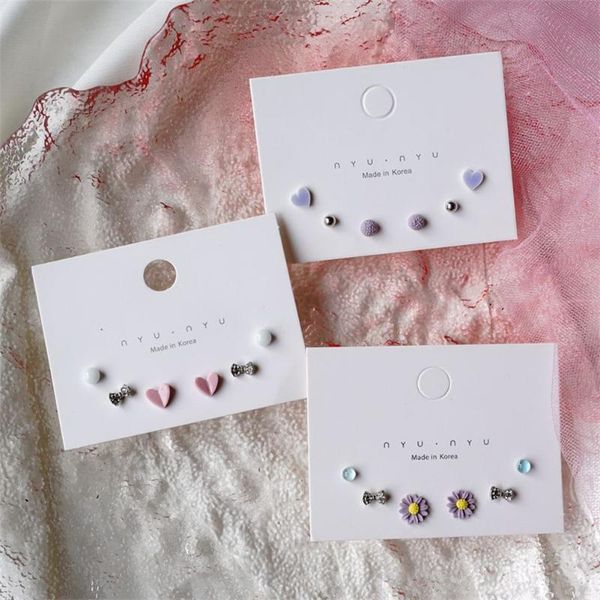 

dangle & chandelier 2021 the trendy pink macaron simple ceramic earrings korean stainless steel needles three pairs of mixed, Silver