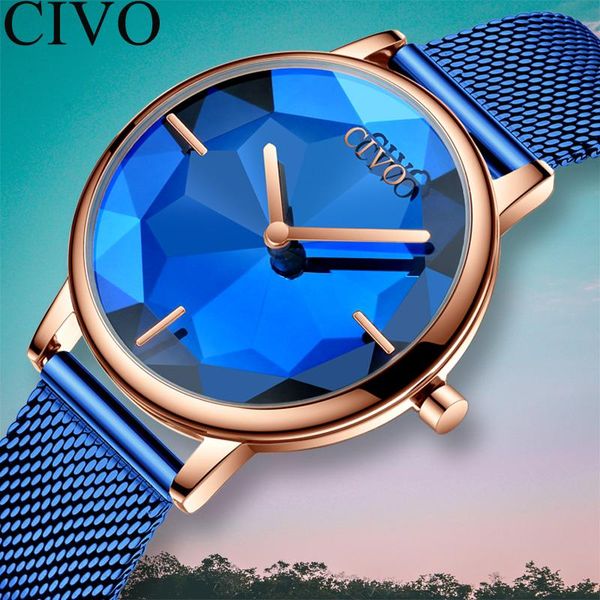 

wholesale price civo blue watches women fashion casual wateproof steel mesh quartz movement watch woman relogio feminino 8109 wristwatches, Slivery;brown