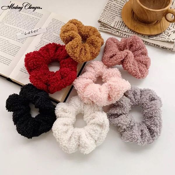 

1pc temperament lamb big intestine scrunchies autumn girls stuffed simple wild ribbon elastic accessories string for hair, Golden;white