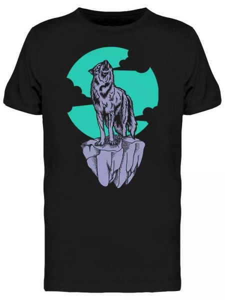 

wolf howling on a floating rock tee men's -image by shutterstock, White;black