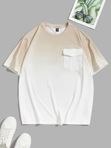 

men ombre flap pocket tee m97a#, White;black