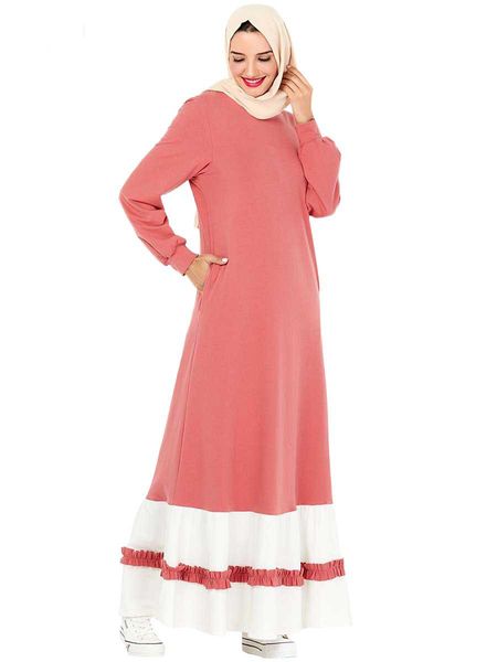 

islamic clothing trasuit long dress women turkey muslim splice jogging maxi dresses sports walk wear side poets vestidos, Red