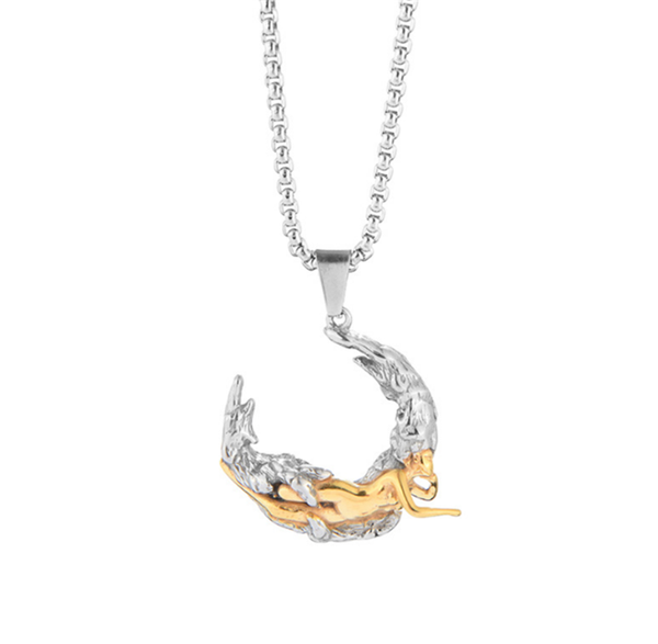 

pendant necklaces 316l stainless steel moonlight goddess necklace titanium casting hip hop street dance no fade, Silver