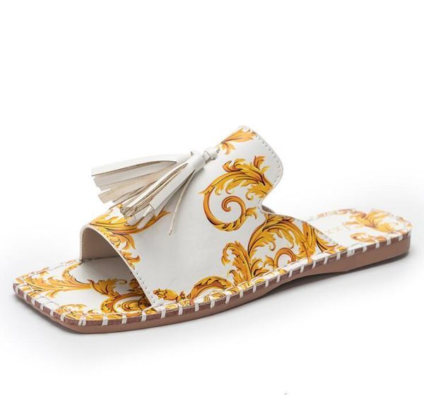 

slippers women fashion tassels summer shoes brand beach slides retro mules for flat slipper bpxl, Black