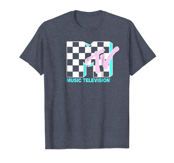 

mtv neon checkered logo graphic t-shirt, White;black
