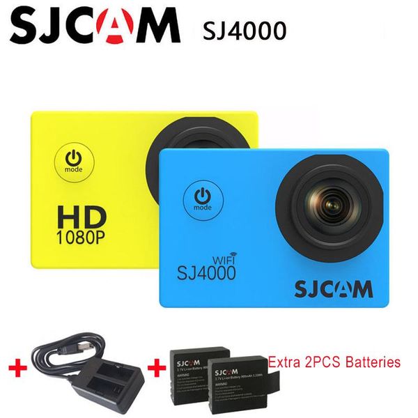 

sports & action video cameras sjcam sj4000 wifi camera 1080p hd 30m waterproof dv cam + extra 2pcs battery dual charger