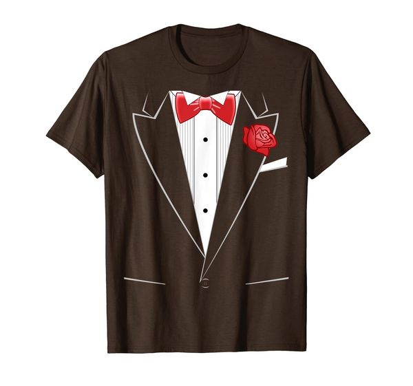 

funny black tuxedo red bow white shirt and rose t-shirt, White;black