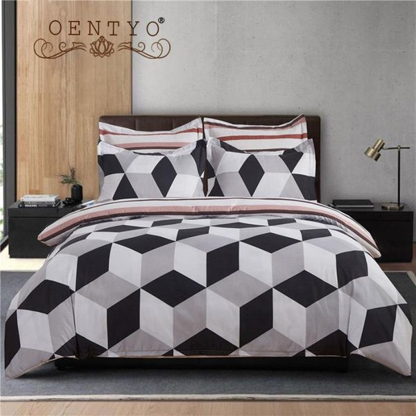 

bedding sets euro duvet cover set 240x220 king  size geometric pillowcase double quilt covers black grey cube bed linen