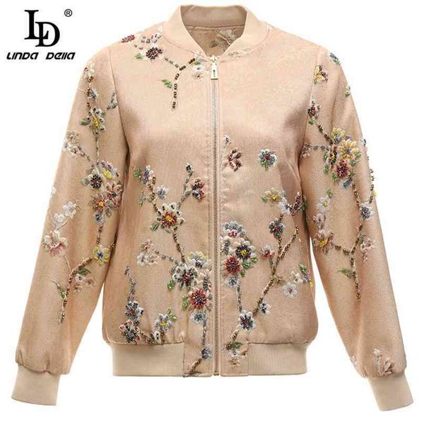 Modedesigner Sommer Vintage Tops Mäntel Damen Langarm Wunderschöne Jacquard Perlen Freizeitjacke 210522