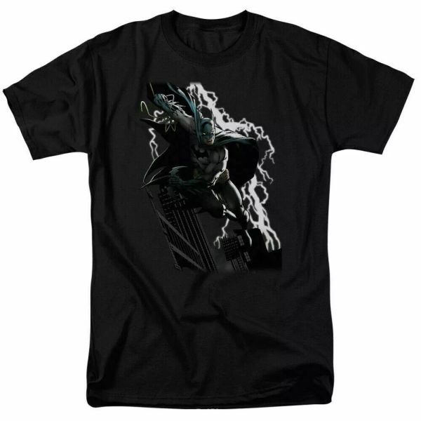 

batman lighting crashes t shirt licensed comic book tee black, White;black