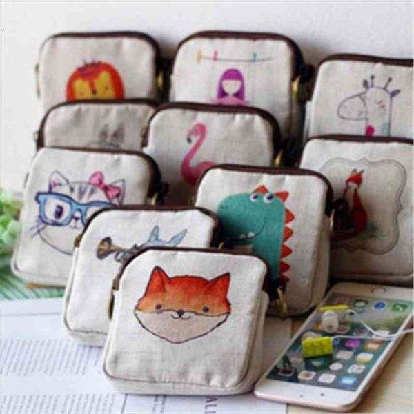 

women square wallet cute teen girls canvas coin purse organizer key case card holder bag cat bear printed beauty pouch, Red;black