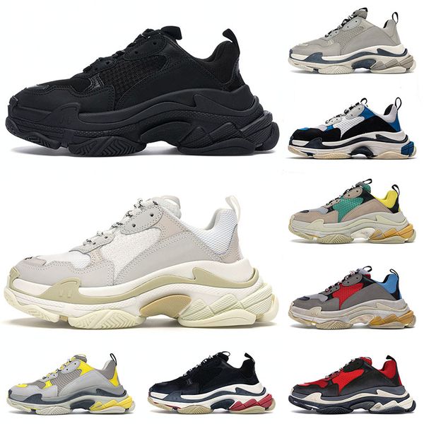 Marca Triple S Paris 17FW Sapatos Casuais Masculino Feminino Tênis Plataforma Moda Luxos Designers Preto Branco Rosa Cinza Vermelho Vintage Old Dad Sapatilhas Esporte