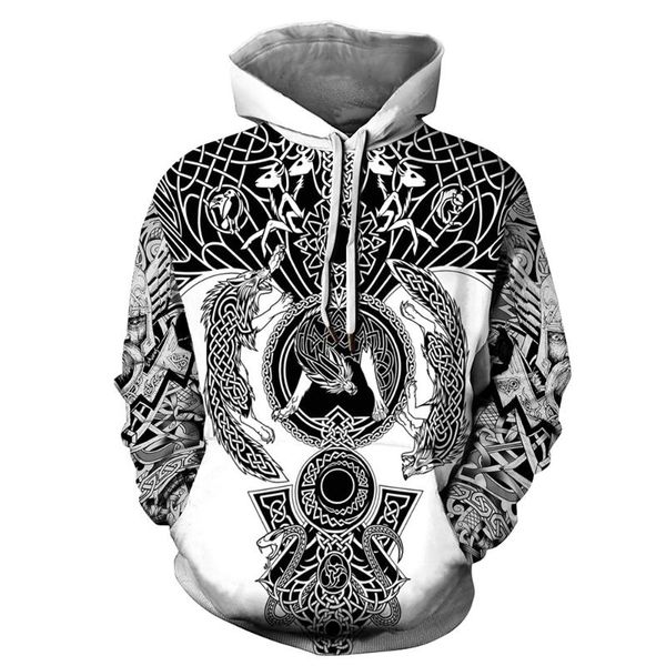 

men's hoodies & sweatshirts viking myth style harajuku fashion hoodie sweatshirt gothic elements street sports, Black