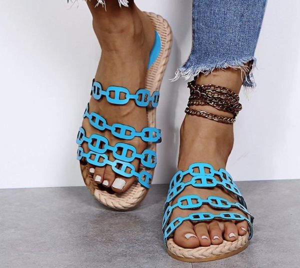 

breathable women sandals style summer shoes for flat leather slides plus size soulier femme slippers, Black