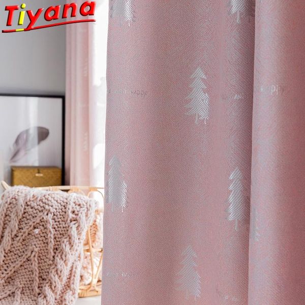 

christmas tree curtains for living room kid's jacquard diamond pink blackout bedroom home deco*vt curtain & drapes