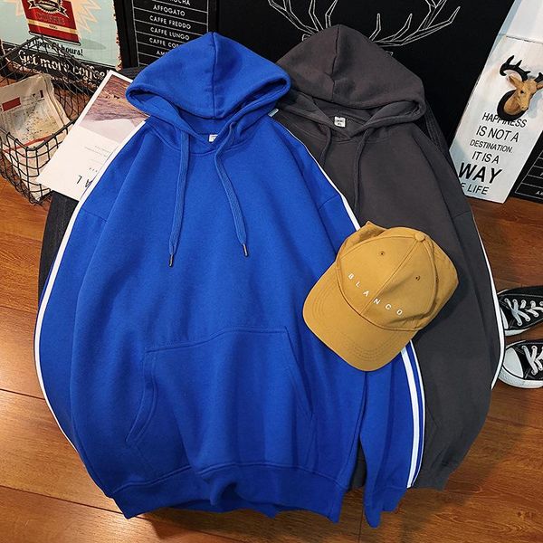 

men's hoodies & sweatshirts oversized hoodie men casual solid sweat homme plus size fashion loose drawstring grey hooded autumn clothes, Black